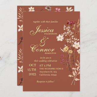 Invitation Terracota Coloré Fleur sauvage Mariage boho
