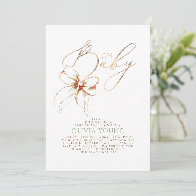 Invitation Terracotta and Sage Green Elegant Fall Baby Shower (Debout devant)