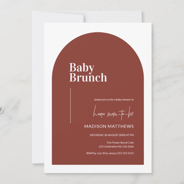 Invitation Terracotta Arc Minimale Baby shower de Brunch pour (Devant)