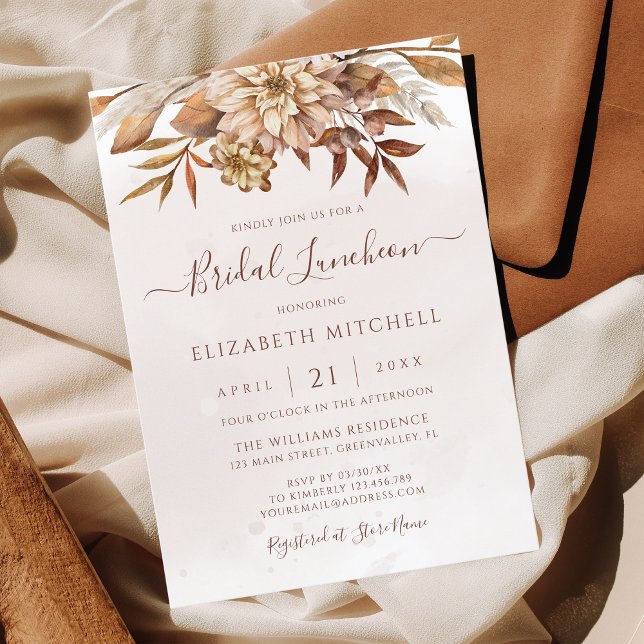 Invitation Terracotta Automne Floral Boho Automne Bridal Déje (Créateur téléchargé)