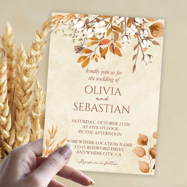 Invitation Terracotta Automne quitte Boho Mariage de automne (Créateur téléchargé)