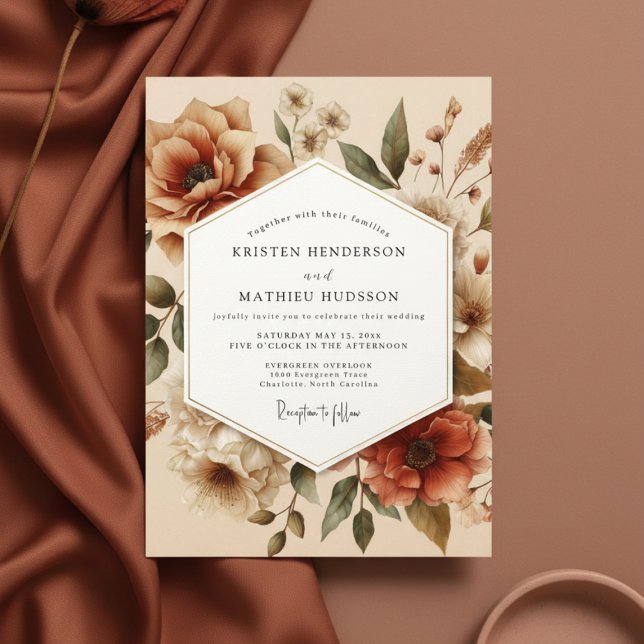 Invitation Terracotta Bloom Autumn Romance Wedding (Créateur téléchargé)
