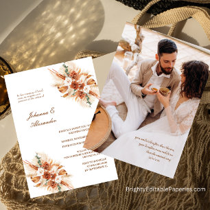 Invitation Terracotta bohème Elopement Floral Pampas Grass