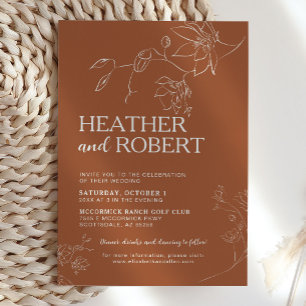 Invitation Terracotta Boho Floral Botanique Simple Mariage