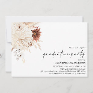 Invitation Terracotta Boho Floral Photo Graduation Party
