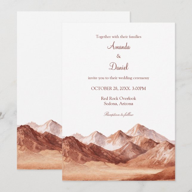 Invitation Terracotta Boho Mountain Southwest Wedding  (Devant / Derrière)