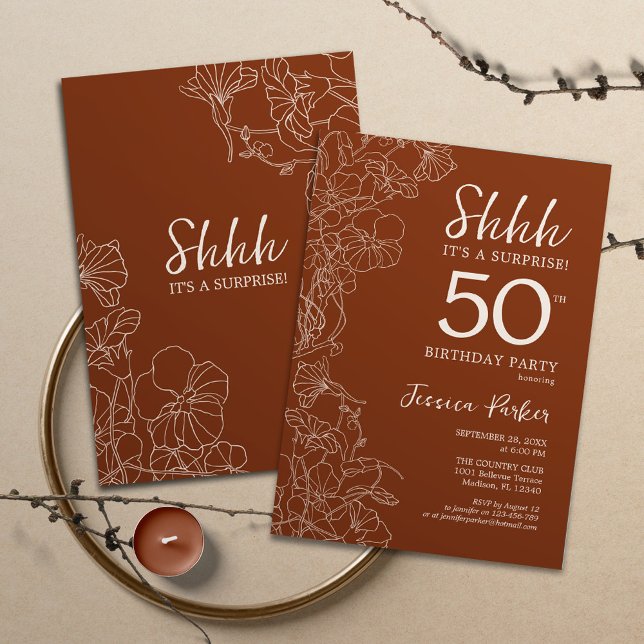 Invitation Terracotta Botanical Surprise 50e anniversaire (Créateur téléchargé)