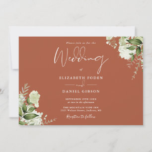 Invitation Terracotta Botanique Verdure Monogramme Mariage