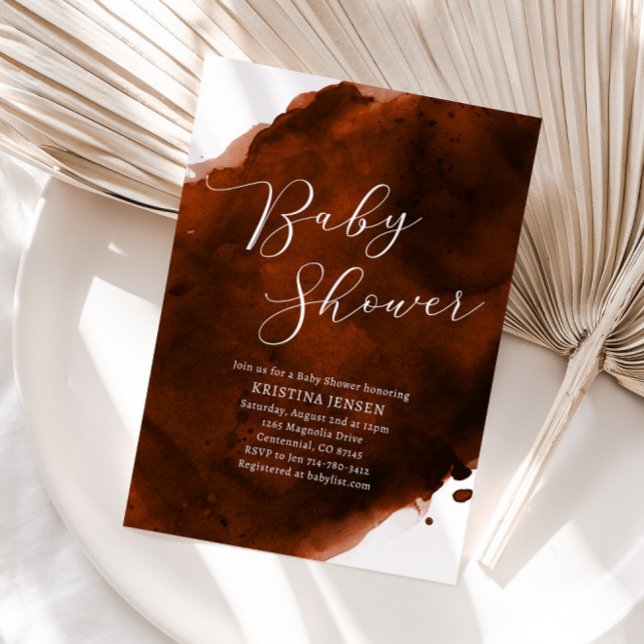 Invitation Terracotta Burnt Orange Aquarelle Baby shower (Créateur téléchargé)