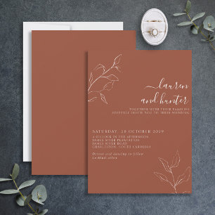 Invitation Terracotta Burnt Orange Script Mariage botanique I