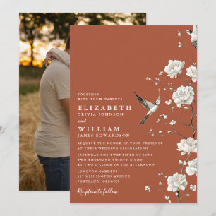 Invitation Terracotta Chinoiserie Jardin Floral Mariage Photo