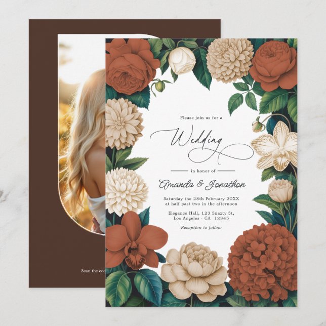 Invitation Terracotta Clay, Warm Sand & Oat Milk Wedding (Devant / Derrière)