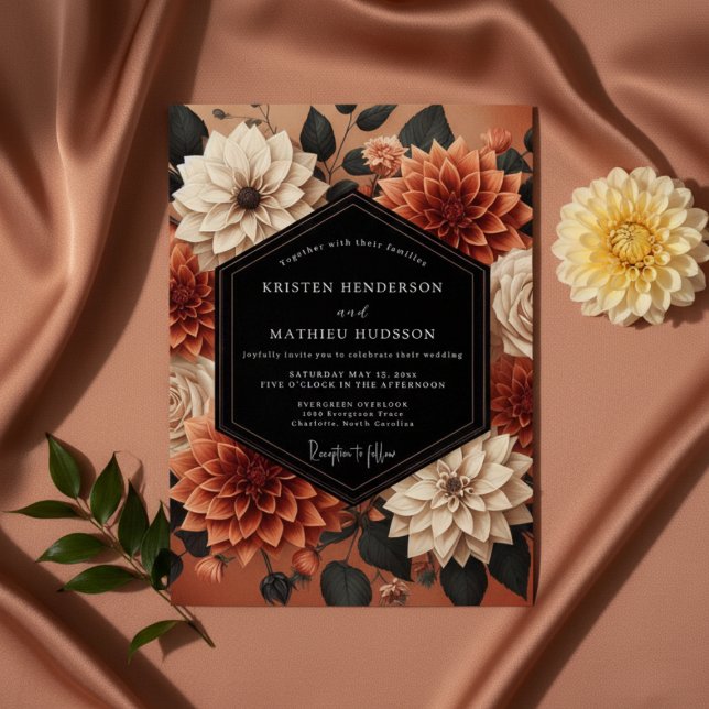 Invitation Terracotta Dahlia Autumn Romance Wedding (Créateur téléchargé)