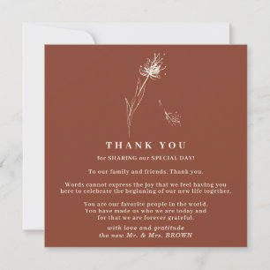 Invitation Terracotta Dandelion Boho Indie remerciement minim