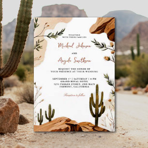 Invitation Terracotta Désert Floral Élégant Mariage bohème