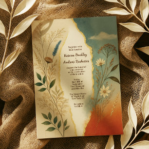 Invitation Terracotta et Dusty Turquoise Rustic Sunset Fleur 