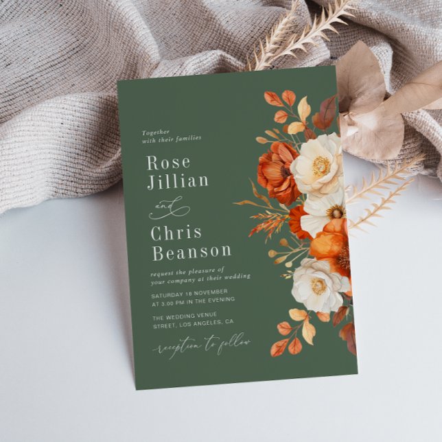 Invitation Terracotta Et Mariage Floral Vert Sage (Créateur téléchargé)