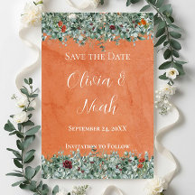 Terracotta Eucalyptus Bourgogne Orange Floral STD