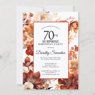 Invitation Terracotta Fall Flowers 70e Anniversaire surprenan