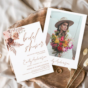 Invitation Terracotta Fête des mariées de Boho Floral Élégant