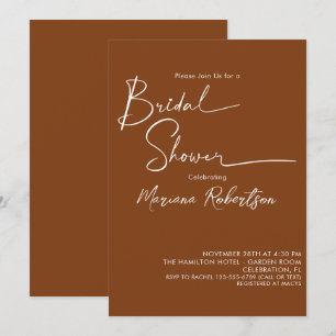 Invitation Terracotta Fête des mariées moderne