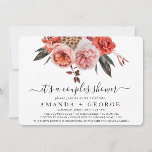 Invitation Terracotta Fleurs boho couple douche