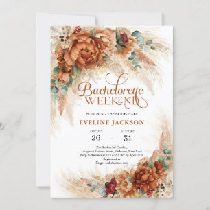 Invitation Terracotta fleurs pampas Bachelorette Week-end