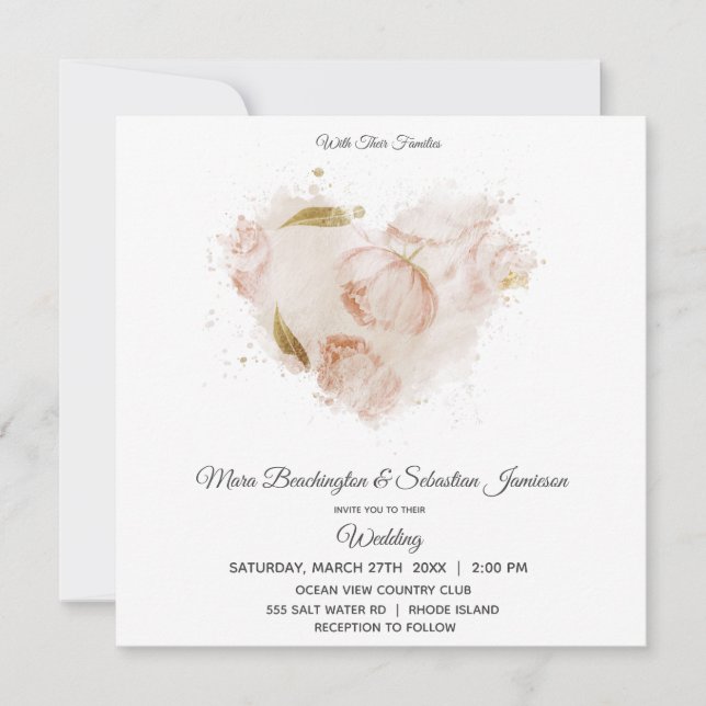 Invitation *~* Terracotta Floral QR RSVP Art AR26 Mariage (Devant)