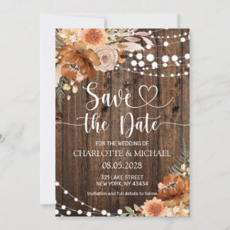 Invitation Terracotta Floral Save the Date Wedding