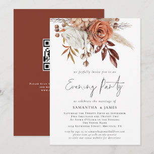 Invitation Terracotta Florals QR Code Mariage Soirée