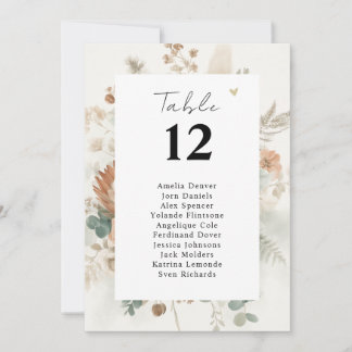 Invitation Terracotta Flower Table Number Seating Chart