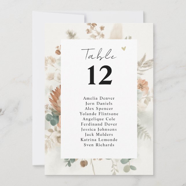 Invitation Terracotta Flower Table Number Seating Chart (Devant)
