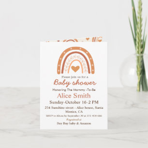 Invitation Terracotta Genre Neutre Boho arc-en-ciel baby show