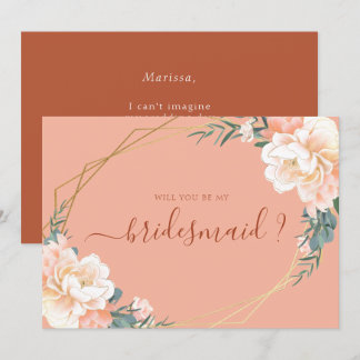 Invitation Terracotta Gold Floral Serez-Vous Ma Femme D'Accue