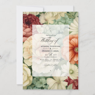 Invitation Terracotta, ivoire et Mariage floral vert Sage