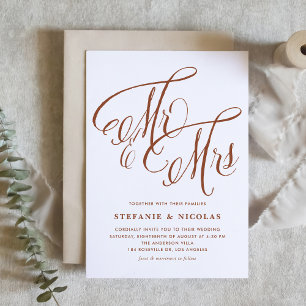 Invitation Terracotta M. et Mme Rustic Calligraphy Mariage