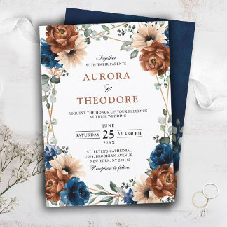 Invitation Terracotta Marine Bleu Vert Mariage géométrique da