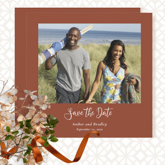 Invitation Terracotta Minimal Photo QR Code Enregistrer la da