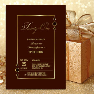 Invitation Terracotta minimaliste moderne 21ème anniversaire 