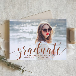 Invitation Terracotta Moderne Calligraphie Photo Graduation