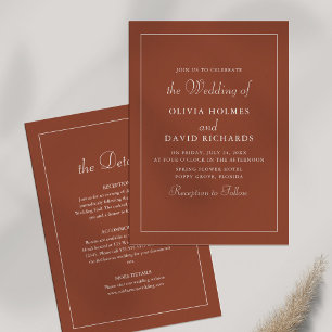Invitation Terracotta Moderne Minimaliste Détails Mariage