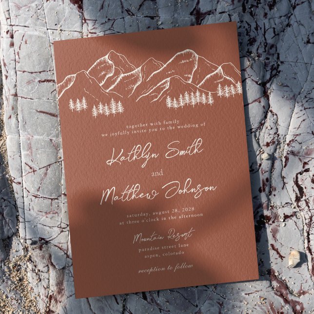 Invitation Terracotta Mountain Pine Tree Mariage extérieur (Créateur téléchargé)