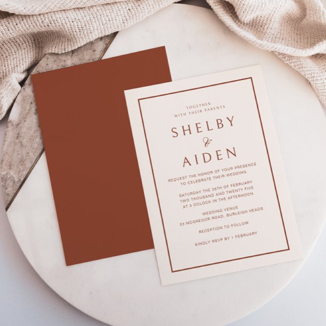 Invitation Terracotta neutre minimale Mariage moderne (Créateur téléchargé)