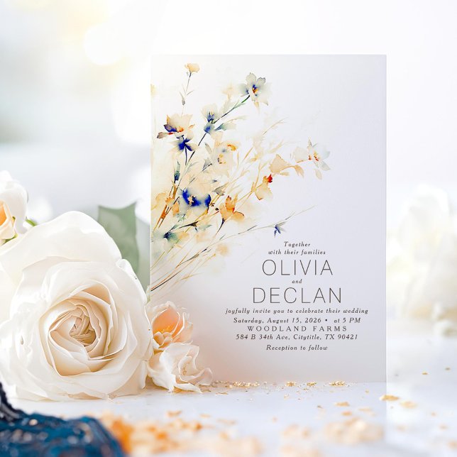 Invitation Terracotta Orange Navy Blue Floral Mariage de auto (Fall Wedding Invitation)
