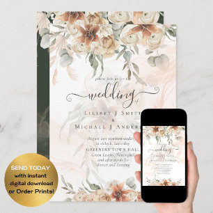 Invitation Terracotta Pampas Grass BOHO Mariage