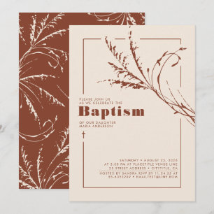 Invitation Terracotta Pampas Grass Moderne minimaliste Baptêm