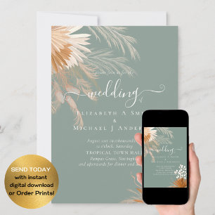 Invitation Terracotta Pampas Mariage Tropical Grass