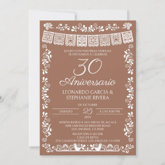 Invitation Terracotta Papel Picado 30e Anniversaire