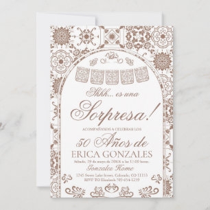 Invitation Terracotta Papel Picado Anniversaire Surprise 50 a