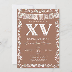 Invitation Terracotta Papel Picado Quinceañera XV Anniversair